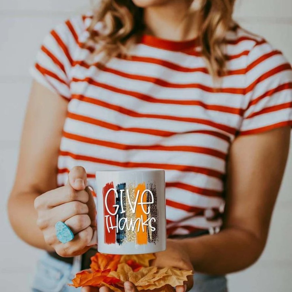 'Give Thanks' Thanksgiving Coffee Mug - Only One Left Sale!